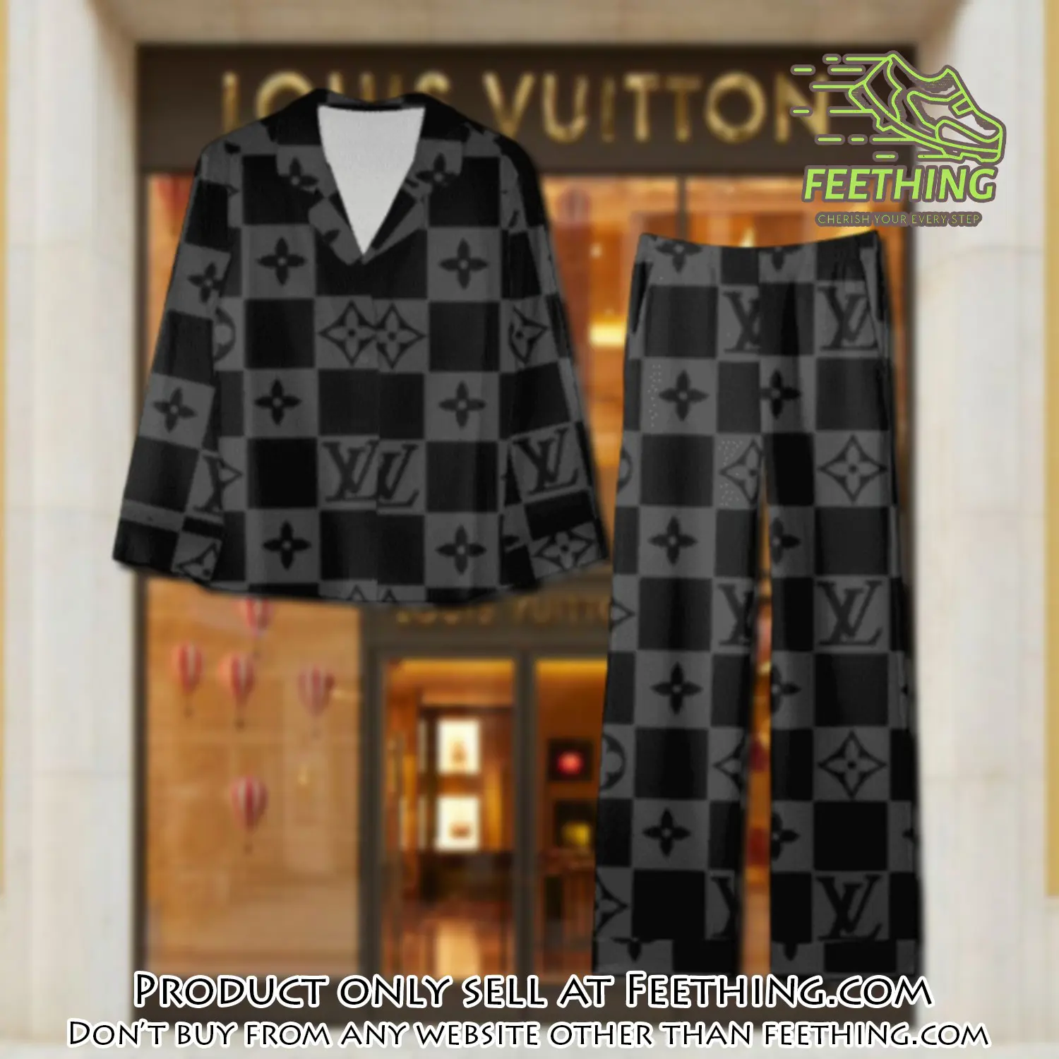 Trending luxury lv satin pajama set pjs1073 ft5901661